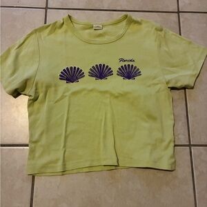 Florida Shell Graphic Crop Tee - Lime Green